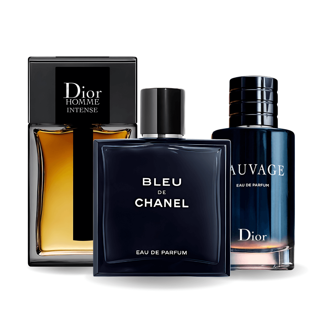 Zestaw 3 perfum Sauvage Dior, Bleu de Chanel, Dior Homme Intense 100ml