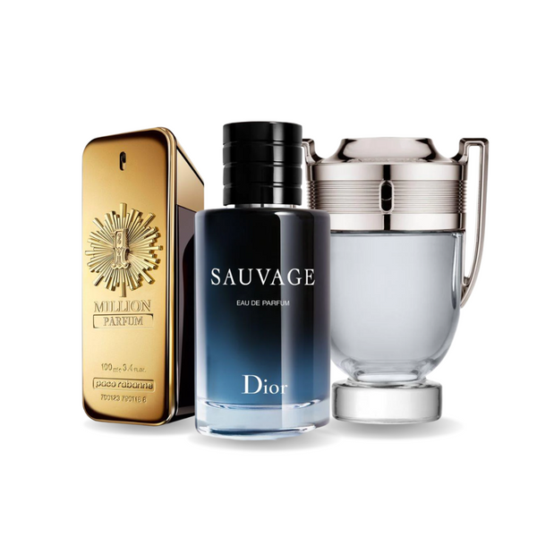 Zestaw 3 perfum Paco Rabanne ONE MILLION, Dior SAUVAGE, Paco Rabanne INVICTUS 100ml